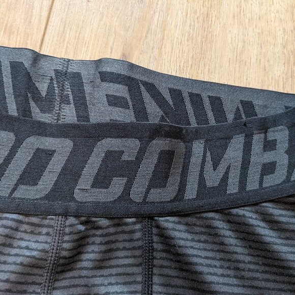 Nike Pro Combat Compression Pants Dri Fit Black Gray Striped Leggings Mens L - Picture 4 of 9
